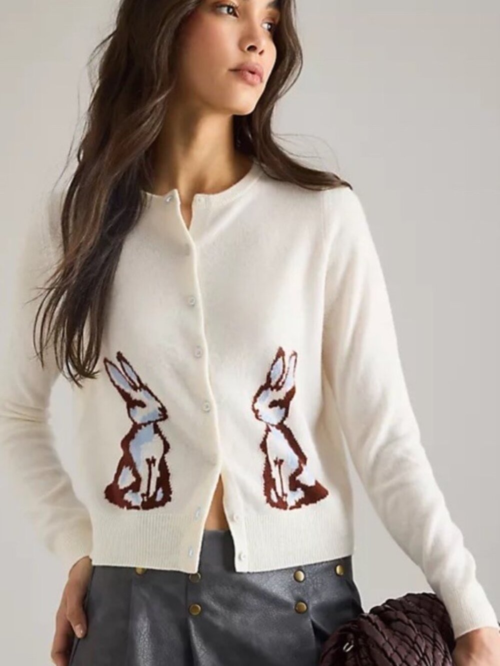 Anthropologie Juliet Cashmere Cardigan Sweater Bunnies Rabbit Bunny M NWT